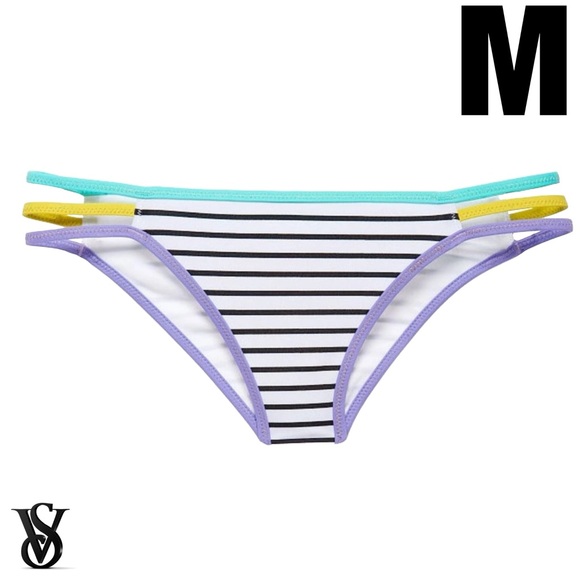 💎NWT Victoria’s Secret Happy Stripe Contrast Binding B&W Bikini Bottoms MEDIUM - Picture 13 of 13